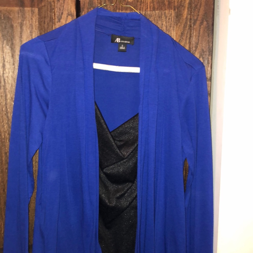 Royal Blue and sparkly black top.